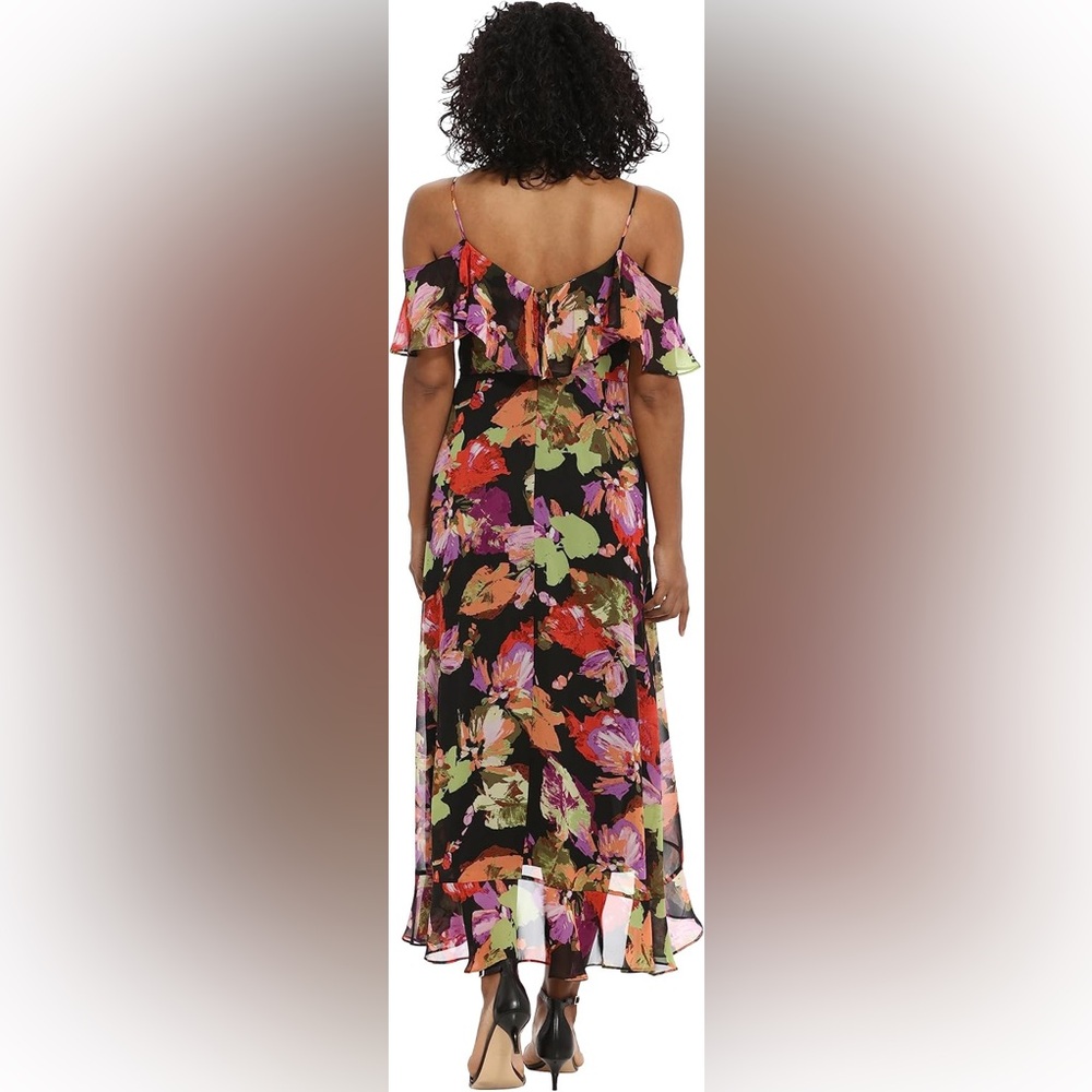 NWT London Times Petite Floral-Print Cold Shoulder Maxi Dress Size: 20W - Picture 2 of 16